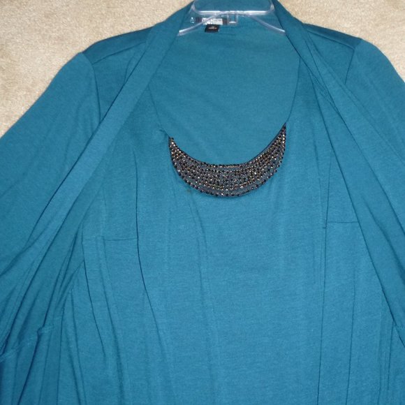 Womens- Open front cardigan with attached shell - Picture 7 of 7